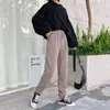 Vintage Hohe Taille Jogginghose Damen Jogger Koreanisch Weiß Schwarz Baumwolle Jogginghose Hose Winter 210521