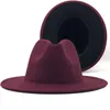 Stingy Brim Hats Designer Esterno Black Inner Rosa Moda Unisex Lana Fedora Cappello Retro Jazz Caps Wide Wedding Casual