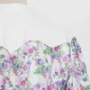 Elegant Patchwork Print Floral Famale Shirts Lapel Collar Lantern Long Sleeves Shirt For Women Summer Fashion 210524