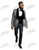 Fashion Casual Light Gray Men Suits voor bruiloft bruidegom Tuxedo 3 -delige set op maat gemaakte man jas wit vest heren heren blazers