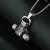 Pendant Necklaces Personality Creative Titanium Steel Necklace Does Not Fade Fitness Fist Dumbbell Sports Punk Hip Hop Power Jewel286B