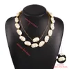 Jewelry Pendants Beaded Necklaces -border personality alloy double-layered shaped pearl necklace two-piece set baroque hip-hop collarbone chain1994910