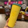 Starbucks Tumbler 컵 24oz 710ml 더블 벽 매트 짚 H1102와 어두운 커피 잔에 플라스틱에서 박힌 추위