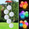 Decorative Objects & Figurines Solar Powered Wind Chime Light Outdoor LED Color Changing Spiral Pendant Lantern Garden Fairy Windbell Night