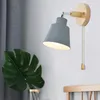 Lâmpada de parede elegante bonito rosa colorido arandelas luz com interruptor corrente puxar quarto estudo das crianças rotatable lampshade311g