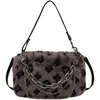Shoulder Bags Lnv 2021 Winter Leopard Fake Fur Women's Bag Thick Chain White Pink Vintage Luxury Designer Handbag