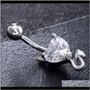 Bell JewelryWholesale Sexig kärlek Hjärtknapp Belly Zircon Crystal Body Jewelry Navel Piercing Rings Women Medical PS2034 Drop Delivery 2021