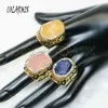 6 PCS 골드 컬러 Druzy 고양이 눈 돌 골드 라인 석 조절 링 소녀 선물 8090에 대 한 파티 쥬얼리 패션