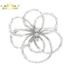 Pins, broscher Bling Smycken Öppna Baguette Cut Clear CZ Layer Överlappande Petal Interlocking Outline Flower Brosch Pin för Women Outdoor Access