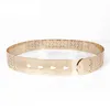 Nieuwe mode vrouwen jurk riem goud metalen spiegel gezicht riemen wijd zelf stropdas wrap rond taille dunne tailleband accessoires B416 Q0624