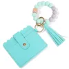 Perles de Silicone de qualité alimentaire Bracelet porte-clés gland carte d'identité sac léopard sacs en cuir PU Bracelet porte-clés 12 couleurs