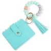 Alimentos Grau Silicone Grânulos Pulseira Keychain Borla Borla Cartão Saco LEOPARD PU Bolsas De Couro Sacos Bangle Chaveiro 12 Cores