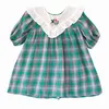 韓国風のリトルガールズ刺繍ドレス子供服女の子韓国ドレス赤ちゃん夏の格子縞のフロックキッズ衣装210615