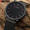 Top Luxury Brand Curren Klockor Men Fashion StainlSteel Mesh Strap Quartz-Watch Ultra Thin Dial Clock Relogio Masculino X0524