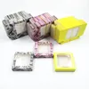 100st Mycket False Eyelash Packaging Square Papperslåda Många stilar och färger för alternativ Lash Fodral 25 mm Mink Eyelashe med bricka Förpackning separat