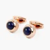 2021 Frensh Cuff Jewelry Rose Gold Color Studs z niebieskimi kryształami