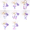 Fashion Letter Alphabet Crystal Arylic Liquid Keychain Women Key Chains Ring Car Bag Tassels Pendent Charm Gift Accessory