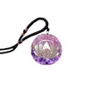 Colliers pendants 7 Chakra Lotus Flower Natural Gem Energy Stone Orgonite Om Collier Amethyst Pink Crystal Meditation bouddhiste JE8848871