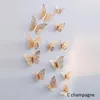 Wall Stickers 12Pcs Home Decor Mirror Sticker DIY Butterflies Fridge 3D Hollow Butterfly TV Room Decoration Paper