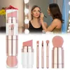 Pincéis de Maquiagem 5 em 1 Base Retrátil Sombra Delineador Blush Pó Pincel Cosmético Corretivo Maquiagem Com Tampa