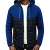 Autumn Winter Hooded Jacket Men Casual Slim Patchwork Zipper Coat Plus Size 3XL Long Sleeve s Jackets Oversized 211217