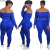 Winter Women's set Knitted Slash Neck Top Leggings Pants suit Full Sleeve two piece set tracksuit outfits Club Sportwear H1085 Y0625