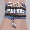 Retro Wax Letter Bow Multi-strand Rope Hand-woven Bracelets RAMS Football Gift Girlfriend Charm269Q