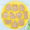 Easter Cookie Mould 3D DIY Eggs Rabbit Bunny Cookies Stamp Biscuit Cutters Biscuit Embossing Fondant Baking Tool