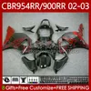 Kit de carrosserie pour HONDA CBR900 CBR954 RR CBR 954 900 RR CC 2002-2003 Corps 61No.21 CBR954RR CBR 900RR 954RR 900CC 02 03 CBR900RR CBR954-RR 2002 2003 Carénages flammes rouges