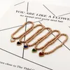 Dentelle double face perles de coeur de pêche chaîne élastique Bracelet en acier titane femme en forme de coeur chaîne à maillons en or Rose