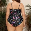 Kvinnors badkläder 2022 plus storlek bikinis kvinnor sexig fjäril tryck set baddräkt en bit fylld bh strandkläder