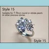 Smycken Inställningar 9 stilar DIY Pearl Rings Aessories S925 Sier Gem Ring För Kvinnor Justerbar Blank Fashion Drop Leverans 2021 Yryc4