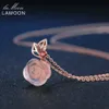 LAMOON Rose Flower Ожерелье из стерлингового серебра 925 пробы с розовым кварцем и драгоценными камнями, 18-каратное розовое золото с покрытием, ювелирные изделия LMNI025 2103308913208