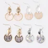 The Harvest Moon Link to Matte Wefer Drop Earrings Pearl Abalone في Metal Mesh Interlayer Statemen Creative Dangle Shandelier