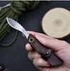 1Pcs Small D2 Steel Keychain Folding Blade Knife Satin Blades Cow Leather Sheath Handle Knives EDC Tools