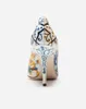 Синие и белые красочные женщины на высоких каблуках цветочные бриллианты заостренные пальцы роскошные женские насосы элегантные туфли для вечеринок свадебное платье