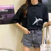 Sale Girls Embroidery Streetwear Cute All Match Short Sleeves Korean Sweet Brief Lapel Chic T-Shirts 210525