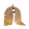 NXY Evening Bags Sliver Diamonds Rhinestone Round Ball för kvinnor 2022 Fashion Mini Tassels Clutch Bag Dam Ring Handväska Kopplingar 220210