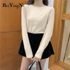 Cotton Long Sleeve Tops Women Korean Casual Basic All-match T-shirt Female 9 Colors Friends T Shirt Ladies Fashion Tee 210506