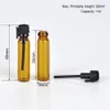 100 x 1ml Empty Amber mini perfume Glass bottle Small Sample Parfum vials tester trial Perfume with Black Stoppers