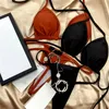 Klassisches Bikini-Set mit Blumenmuster, voller Buchstaben, Designer-Badeanzug, Damen-Blumen-Badeanzug, Sommer, elastisch, weich, Strandmode