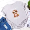 S-5XL Cute Sloth Print Women T-Shirt 100% Cotton Short Sleeve Fashion Harajuku Female Tees Top W876 210526