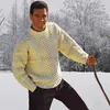 Maglione pullover da uomo invernale Cappotto maglione di lana morbido e confortevole Spessore caldo lavorato a mano Maglione da uomo beige di alta qualità 211102
