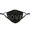 Máscaras de diamante preto com broca rainha sexy amor rei chefe de algodão rosto máscara mulheres poeira anti dust névoa strass facemak em estoque