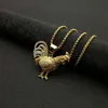 Hip Hop Iced Out Rooster Pendant Chains For Men Gold Color Stainless Steel Animal Necklaces Male Bling Jewelry Drop2375784