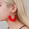 Bohemia Fan Shape Tassel Pendant Dangle Earrings Fashion Boho Soild Color Drop Eardrop Earring For Women Nice Jewelry Gift Wholesale Price