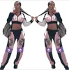 Femmes 2pcs Set Sport Suit Gym Workout Vêtements À Manches Longues Crop Top Taille Haute Leggings Sexy Fitness Wear Cool Girl BF Style 210525