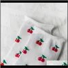 & Hosiery Womens Underwear Apparel Drop Delivery 2021 Cute Edge White Funny Fruit Design Banana Peach Cherry Carrot Stberry Socks Women Calce