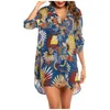 Casual Dresses S-3XL Plus Size Dress for Women Swimsuit Holiday Beach 2021 Cover Up Shirt Bikini Beachwear Bathing Suit Robes254a