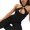 Kvinnors T-shirt Kvinnor Sexig Närliggande Halter Exposed Navel Vest Solid Färg Ärmlös Hollow Out Backless Tie Up Crop Tops Svart / Vit / K